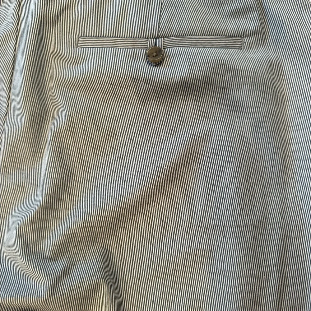 Banana Republic Mens 36x34 Blue Seersucker Striped Tailored Slim Fit Pant Chino